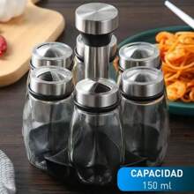 360º Rotating Spice Rack Set Of 6 Stainless Steel Jars - Silver - View 2