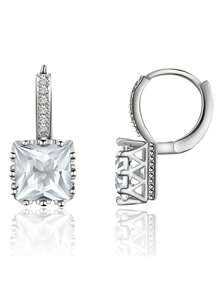 Fashionable Minimalist Style Multicolor Cubic Zirconia Square Shaped Earrings Suitable For Daily Wear & As A Gift For Your Loved One/Partner - Simplicity - View 14