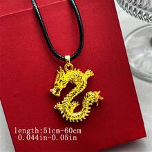 風龍吊墜項鏈,男士款。黃金龍紋裝飾,適合在春節期間佩戴。 - 鈦鋼鏈銀色2 - 查看 2