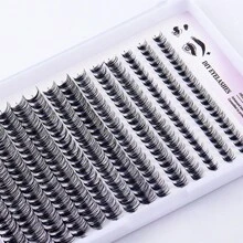 Diy睫毛延伸套件,含280片帶有長絲桿的假睫毛群、超強睫毛膠、密封劑、精確美睫器、鑷子、混合睫毛套裝（0.07mm-30d-8-16mm） - 黑色 - 查看 7