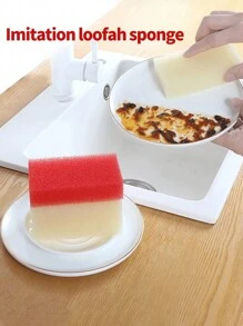 6pcs/12pcs Color Random Sponge Dish Brush - Non-Scratch Cleaning Kitchen Tool For Pans, Pots, And Dishes - Durable, Residue-Fibers Free - Kitchen Must-Have! - Multicolor - View 1