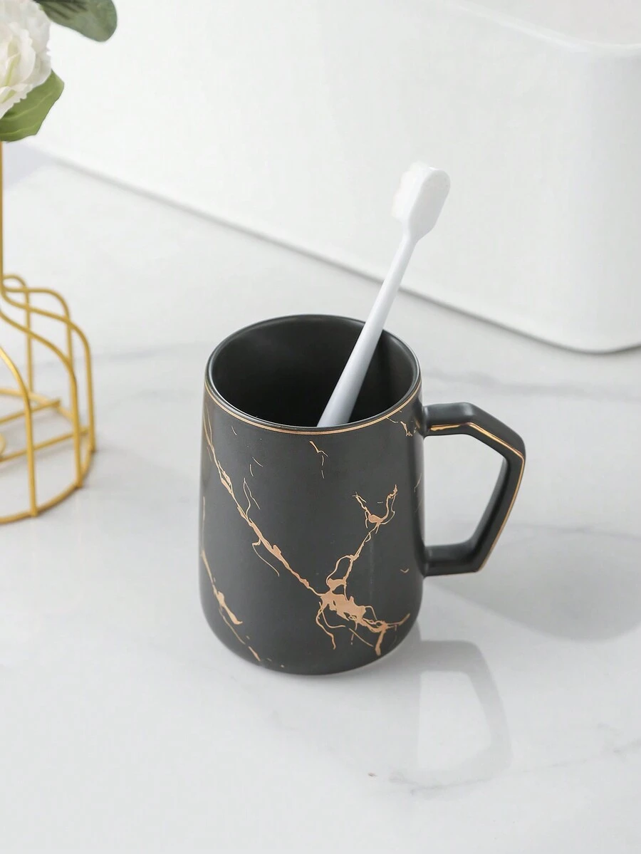 Nordic Style Ceramic Creative Minimalist Luxury Toothbrush Cup Household Couple Wash Set Mouthwash Cup Gargle Cup - Black - View 1