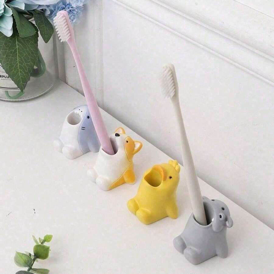 Creative Toothbrush Holder Wall Mounted Rack For Home Bathroom Decor, Kids Gift - Grey - View 1