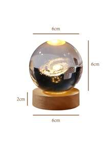 1入組3d水晶球桌面裝飾,配木質底座,印刻土星行星月球太陽系模型,生日禮品發光玻璃球飾品 - 銀河 - 查看 7