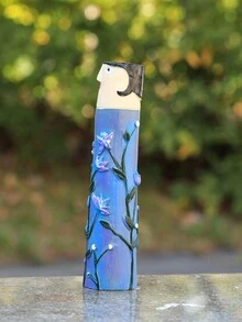 1入組樹脂花瓶裝飾,可愛的現代風格家庭面孔圖案,供應室外盆栽植物作為庭院裝飾 - 彩色 - 查看 2