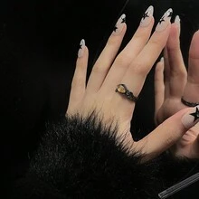 1只,朋克風格立體切割氧化鋯紋理開口戒指 - 銀色 - 查看 3