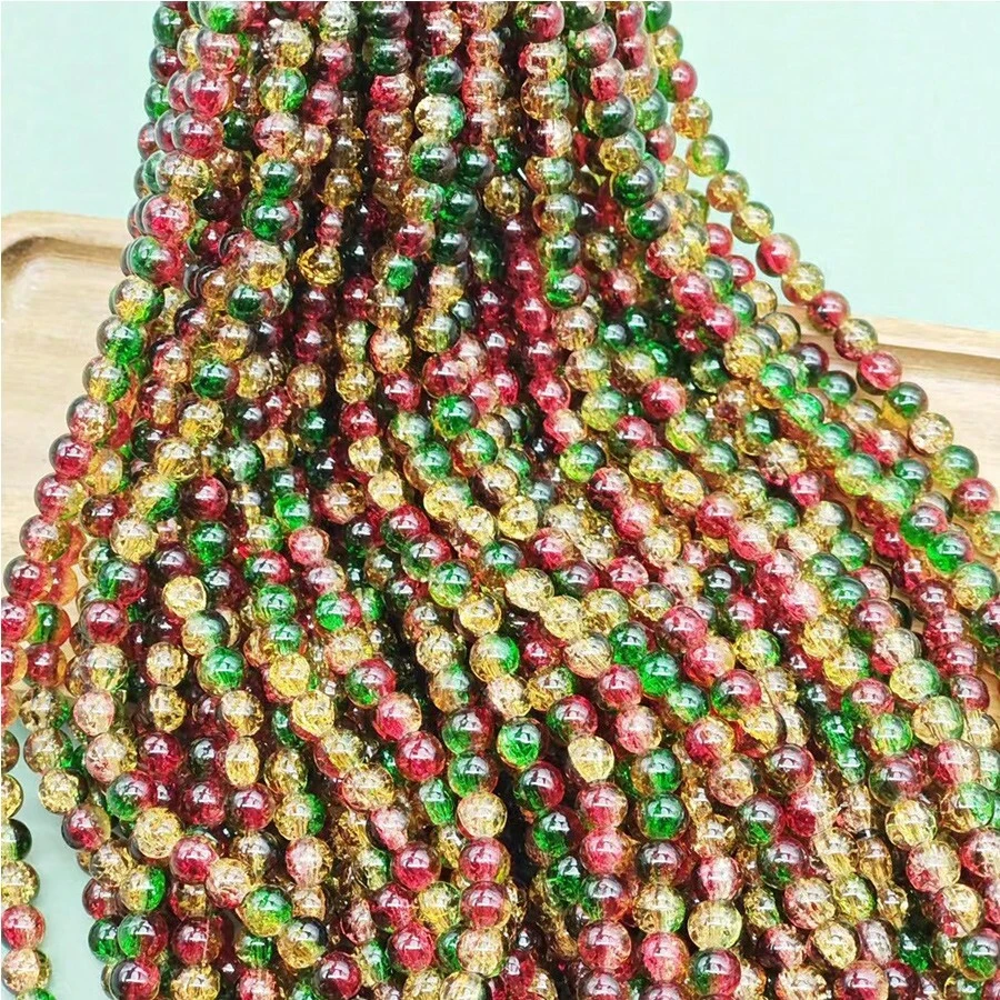 50顆8mm玻璃仿玉石珠子,漸變雙色珠子,適用於手工diy手鐲、項鍊和珠寶製作 - 2號 - 查看 1