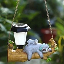 Outdoor Led Solar Light Hanging Sloth Shaped Cartoon Animal Garden Decor Lamp - Brown - View 3