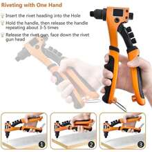 Pistola De Remache Ciego, Herramienta De Remache Pop, Remachadora Manual De 8 Pulgadas, Pistola Rivert De Ahorro De Trabajo Para El Hogar, Remaches De Acero De Aleación, Herramientas Manuales - Naranja - Ver 5
