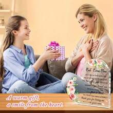 1個壓克力心形牌,為母親的禮物和禮品提供了更多的想法,包括獎金媽媽,第二個媽媽的禮物,繼女,繼兒子的禮物,繼母的禮物,透明壓克力心形紙重為母親節,生日提供紀念品 - 透明 - 查看 4