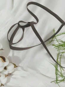 男士性感內褲，彈性前中部適用於環孔類型性感G弦 - 紫紅色 - 查看 4