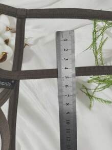 男士性感內褲，彈性前中部適用於環孔類型性感G弦 - 紫紅色 - 查看 7