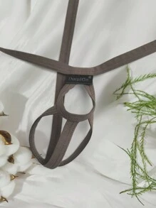 男士性感內褲，彈性前中部適用於環孔類型性感G弦 - 紫紅色 - 查看 5