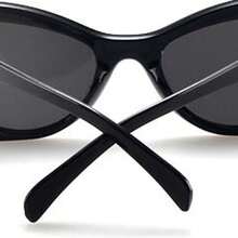 MEIRONG 新款时尚猫眼眼镜，韩式欧式复古时尚眼镜，适合男士夏季海滩度假、户外、旅行 - 黑色 - 查看 3