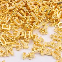 1 套 50 件金色英文字母（隨機字母）diy 吊飾吊墜適用於鑰匙圈、項鍊、珠寶製作 - 金色 - 查看 5