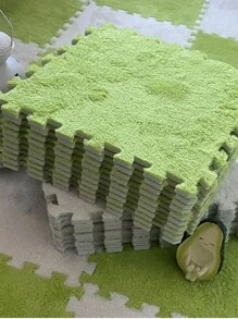 12 cái Sang trọng Bọt Nối Thảm trải sàn , Cửa sổ Tấm lót Chỗ ngồi Tấm lót , Khóa Thảm lông tơ Thảm , Bảo vệ Không trượt Thoải mái Chỗ ngồi Tấm lót Bọt Thảm trải sàn , Phòng ngủ Nệm Cửa sổ vịnh Em bé Đang bò Tấm thảm Có thể Và Denim mùa giặt Tấm lót , 11.8*11.8 - màu xanh lá - Xem 4