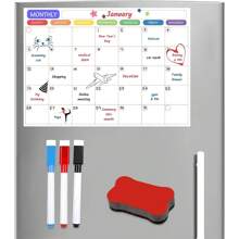 Magnetic Monthly Calendar Whiteboard Set- Magnetic Calendar For Refrigerator - Monthly Fridge Calendar Whiteboard With Extra-Thick Magnet Included 3 Markers & 1 Eraser For Wall Hanging - Calendar - View 1