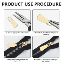 12入組拉鍊拉片更換件,可拆卸金屬拉鏈把手,修復拉鍊拉片、拉鏈牙套,適用於外套、夾克、背包、手提包 - 彩色 - 查看 3