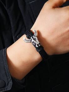 新款手工編織皮革復古時尚手鐲 - 新款皮質牛氣沖天手環 - 查看 4