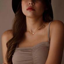 Tewiky Jewelry Diamond Necklaces For Women, Dainty 14k Gold/Silver Plated Cubic Zirconia Pendant Necklaces For Women Layered Simple Small Silver CZ Round Solitaire Choker Necklaces Jewelry For Women Girls - Vàng - Xem 3