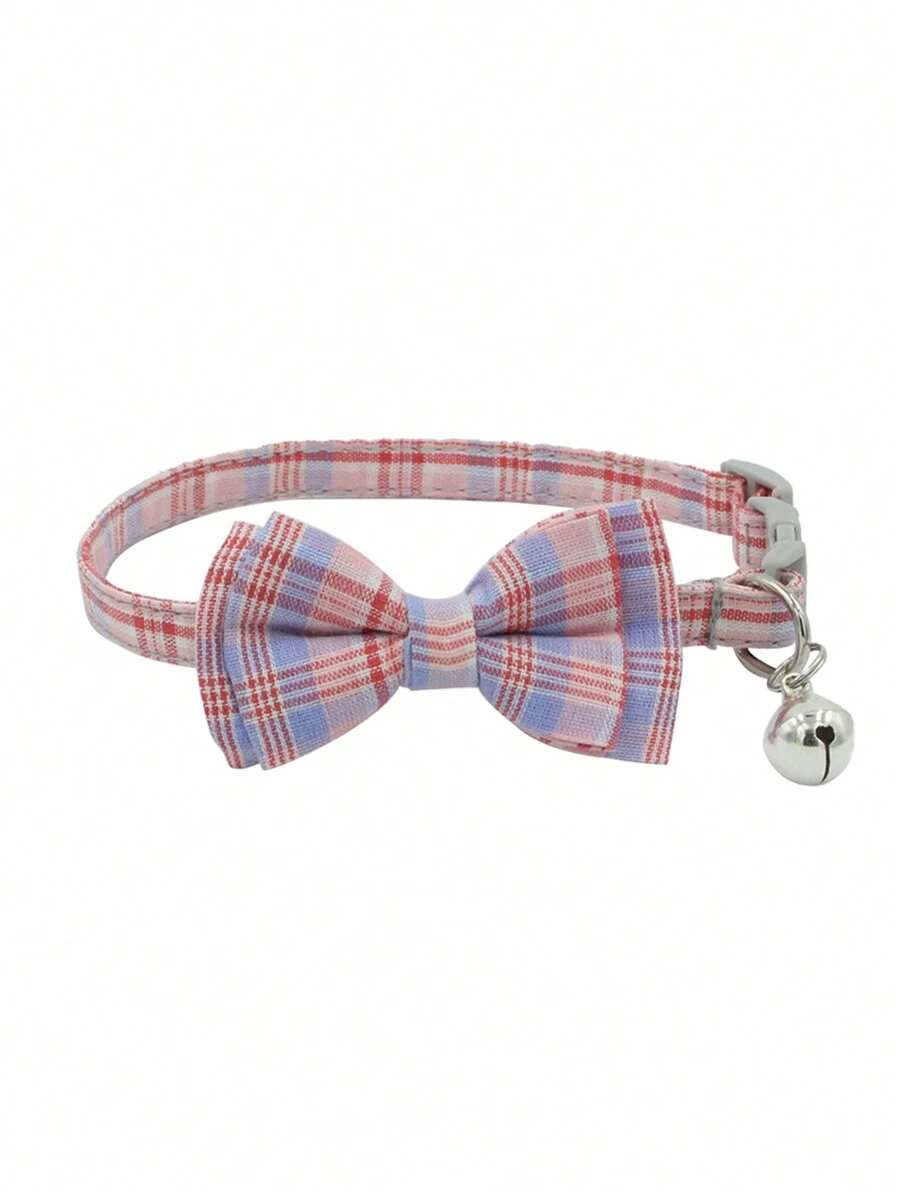 Cp277可拆卸蝴蝶結寵物項圈,預防絞勒項圈適用於貓和狗,中小號網狀布狗項圈 - 粉色 - 查看 1