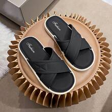 Fashionable & Elegant Slippers, Suitable For Outdoor And Beach Wear, Soft & Anti-Slip Sole, Beautiful X-Shape Design - Black - View 2
