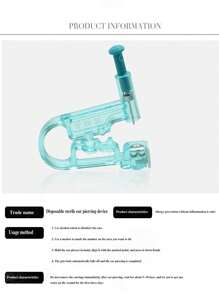 1pc Disposable Ear Piercing Gun Kit With Hypoallergenic Earrings And Alcohol Pads - Blue - View 5