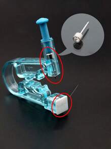 1pc Disposable Ear Piercing Gun Kit With Hypoallergenic Earrings And Alcohol Pads - Blue - View 8