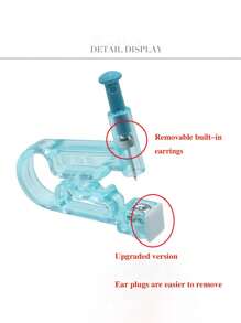 1pc Disposable Ear Piercing Gun Kit With Hypoallergenic Earrings And Alcohol Pads - Blue - View 7