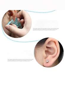 1pc Disposable Ear Piercing Gun Kit With Hypoallergenic Earrings And Alcohol Pads - Blue - View 2