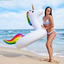 Boia Flamingo Unicornio Gigante Piscina Praia Inflável 120cm Adulto - Boia unicórnio 120cm - Visão 5