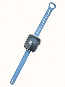 Gầy Da Dây đeo Tương thích với Apple Watch - Màu xanh lam - Xem 3