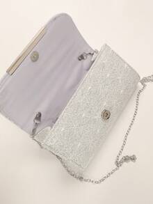 1 件銀色手提包,四季時尚優雅,輕巧奢華閃亮設計,百搭性感/波西米亞風格,節日禮物,校園/日常/通勤服裝,新娘結婚禮物 - 銀色 - 查看 6