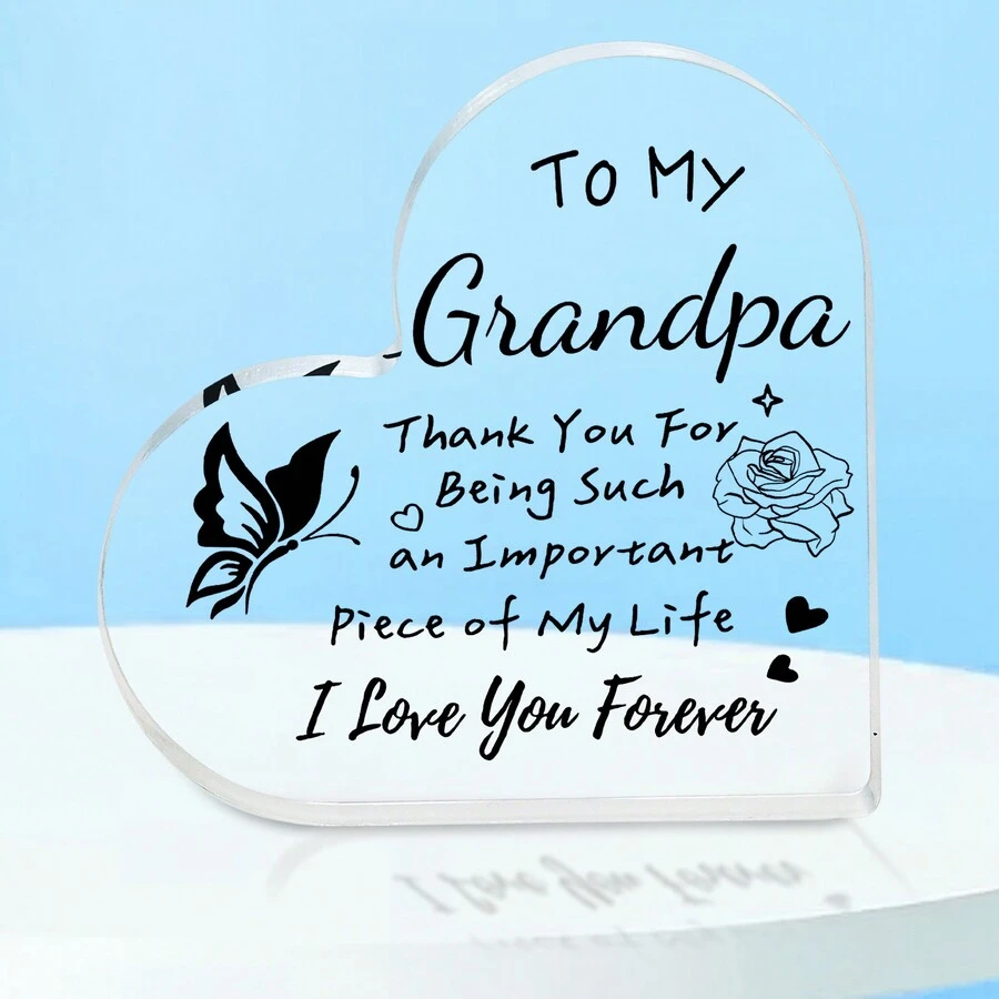 1入透明心形亞克力鑄牌,為爺爺的生日禮物、聖誕節禮物、感謝禮物、我的愛禮物、感恩節禮物、最佳溫馨禮物、新年快樂禮物、創意美學家庭辦公室裝飾禮物、桌上擺飾、紀念禮物、細緻禮物、藝術工藝裝飾禮物、新居入宅禮物、式亞克力紀念品禮物、感激禮物、桌上裝飾標誌/鑄牌 - 彩色 - 查看 1