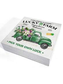 1 件 10cm*10cm PVC 三叶草卡丁车图案装饰，一面印有“幸运农场”，是日常装饰品，适合客厅、会议室、图书馆、办公桌、吧台、餐桌，也可作为送给朋友的复活节纪念礼物 - 彩色 - 查看 6