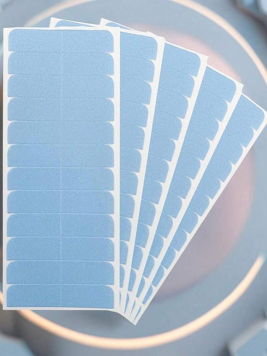 60 件蓝色接发胶带，接发用粘性替换胶带，双面发胶带，人发胶带，接发替换胶带，假发胶带，假发胶带美容工具，圣诞节礼物 - 淺藍色 - 查看 1