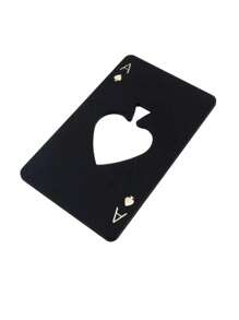 1pc Spades A Credit Card Shaped Bottle Opener, Creative Poker Shaped Beer Opener, Stainless Steel Home Tool - Black - View 1