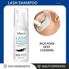 Hllozzi 60毫升/2.03盎司睫毛擴展洗髮水,睫毛眼瞼泡沫潔面乳/洗劑可用於擴展和自然睫毛/安全卸妝產品/專業和家用/睫毛擴展潔淨劑不含油泡沫肥皂清潔卸殘垢 - 白色 - 查看 2