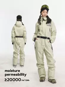 VECTOR MOTION Unisex Waterproof, Windproof, Abrasion-Resistant, Breathable, Elastic One-Piece Ski Suit Made Of Bio-Based Fiber For Both Alpine And Snowboarding Activities, Solid Color Winter Sport & Outdoor Clothing Sports - Green - View 5