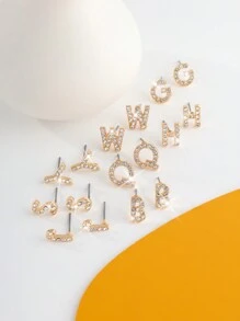 1個時尚簡約的幾何圓環,帶有26個英文字母,適用於項鍊和戒指 - 金黃色 - 查看 10