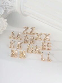 1個時尚簡約的幾何圓環,帶有26個英文字母,適用於項鍊和戒指 - 金黃色 - 查看 9