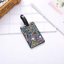 3pcs/Set Geometric Pattern Soft Rubber Grid Pvc Boarding Pass, Creative Soft Rubber Card Cover Luggage Tag, Luggage Check-In Tag Travel Accessory - Multicolor - View 6