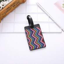 3pcs/Set Geometric Pattern Soft Rubber Grid Pvc Boarding Pass, Creative Soft Rubber Card Cover Luggage Tag, Luggage Check-In Tag Travel Accessory - Multicolor - View 7