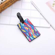 3pcs/Set Geometric Pattern Soft Rubber Grid Pvc Boarding Pass, Creative Soft Rubber Card Cover Luggage Tag, Luggage Check-In Tag Travel Accessory - Multicolor - View 8