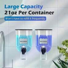 1pc Wall Mounted Liquid Soap Dispenser And Laundry Powder Dispenser, Space-Saving Soap Dispenser Holder, Bathroom Accessories, Organizer And Storage Cupboard Home Bathroom Decor - Clear - View 6