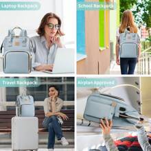 VSNOON Laptop Backpack For Women,15.6 Inch Stylish Rucksack Wide Open, College School Backpack With USB Charging Port, Water Resistant Travel Business Work Bag Computer Bookbag For Men - Celeste - Ver 7