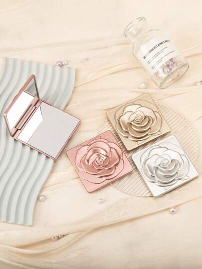 1PC Exquisite Square Folding Makeup Mirror With Rose Pattern, 2X Magnification High-Definition Glass, Perfect Gift For Beloved Mom, Aunt, Grandmother, Daughter, Niece, Sister, Bride, And Bridesmaid On Special Occasions Such As Holidays, Birthdays, Weddings, Mother'S Day, And Valentine'S Day, Compact Mirror, Pocket Small Vanity Mirror, Living Room Home Bedroom Bathroom House Decor, Travel Stuff, Wedding, Party, Birthday, Gifts For Men Mom Dad Best Friends Teacher, New Years, Accessories, Funny Gift,Makeup,Cheap,Room Decor,Vanity,Travel,Bedroom,Makeup Accessories,Mirror,Vanity Mirror,Mini Mirror,Compact Mirror,Mirror Small,Hand Mirror
