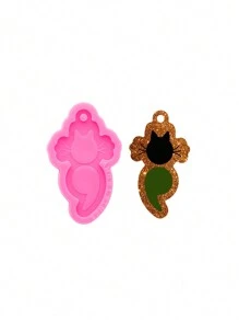 1入組分號貓矽膠樹脂環氧模具,用於diy樹脂鑄造工藝,珠寶製作用品,鑰匙扣模具 - 粉色 - 查看 1