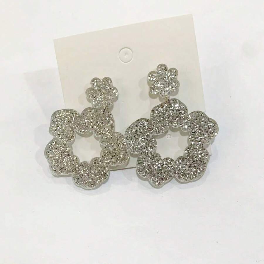 情人節花卉設計耳環 - 無色 - 查看 1