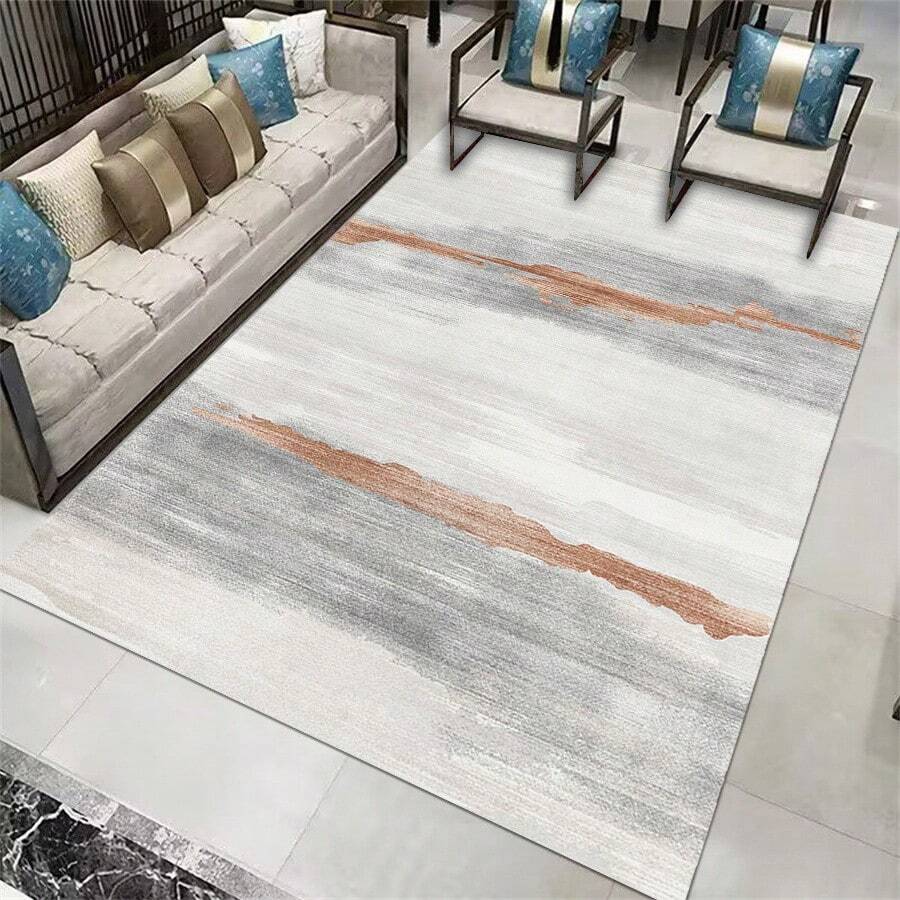 1入組可水洗柔軟羊毛地墊,防滑大面積地毯,假開司米毛豪華風格,適用於客廳